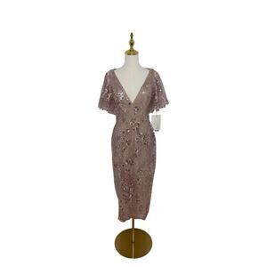 Mac Duggal 67909 Embellished Illusion Butterfly Sleeve Cocktail Dress Size 6